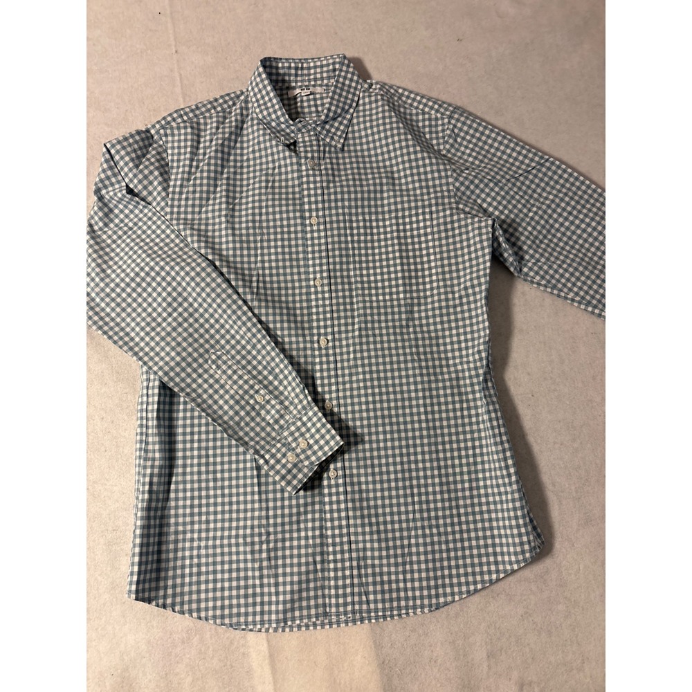 Uniqlo Button Down Shirt‎ Mens M Blue White Gingham Excellent 100% Cotton 193759